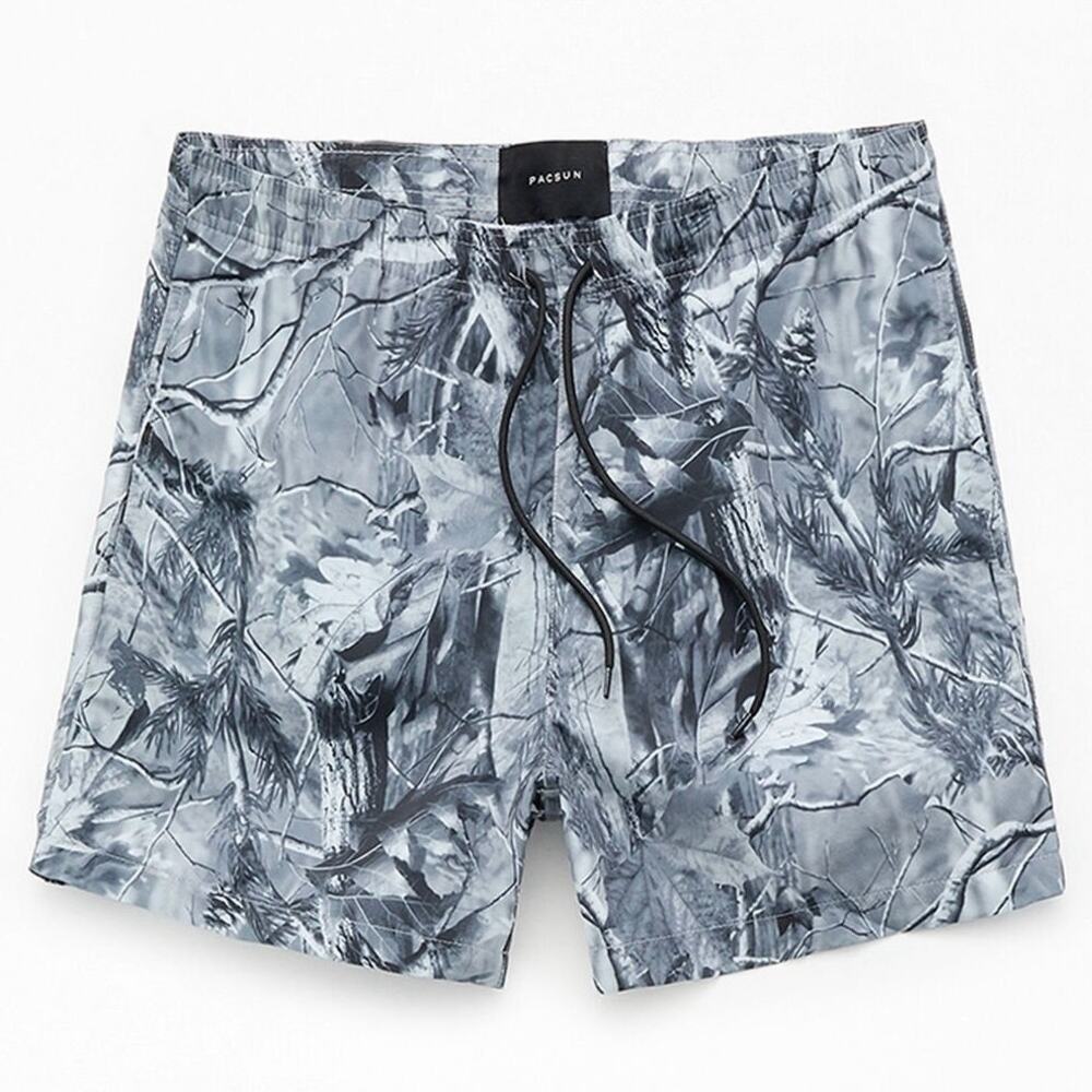 PacSun Grey Camo Swim Trunks‎ Men’s Medium 4.5” Inseam 15” Outseam NEW